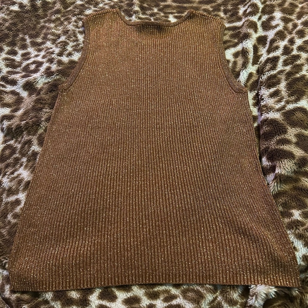 Brown Sleeveless Ribbed Top - Picture 2 of 5